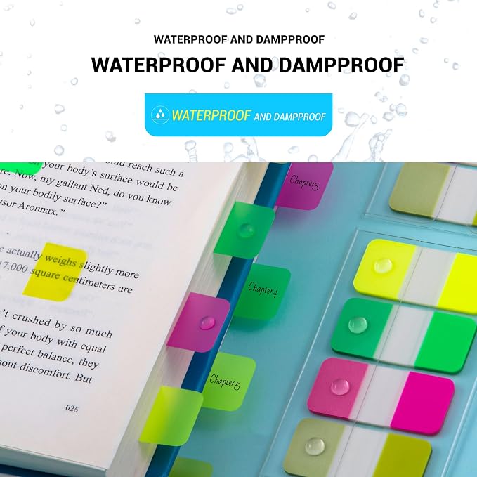 Golcellia 480 Pieces Sticky Index Tabs Transparent Sticky Notes, Colored Page Markers for Bookmarks, Writable and Repositionable Index Annotation Tabs(Yellow,Green,Pink,Dark Green)