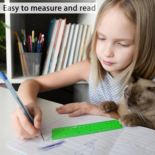 5 PCS 15 cm / 6 Inch Clear Plastic Colorful Rulers See Through with Inches and Centimeters Lightweight Small Ruler School and Office Supplies Assorted Colors