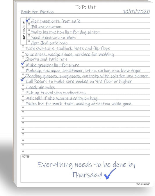 Life Charge To Do List Notepads for Work, Daily Checklist Planner Pads with Priority & Notes, Task Organizer & Productivity Planner, Multiple Sizes & Layouts