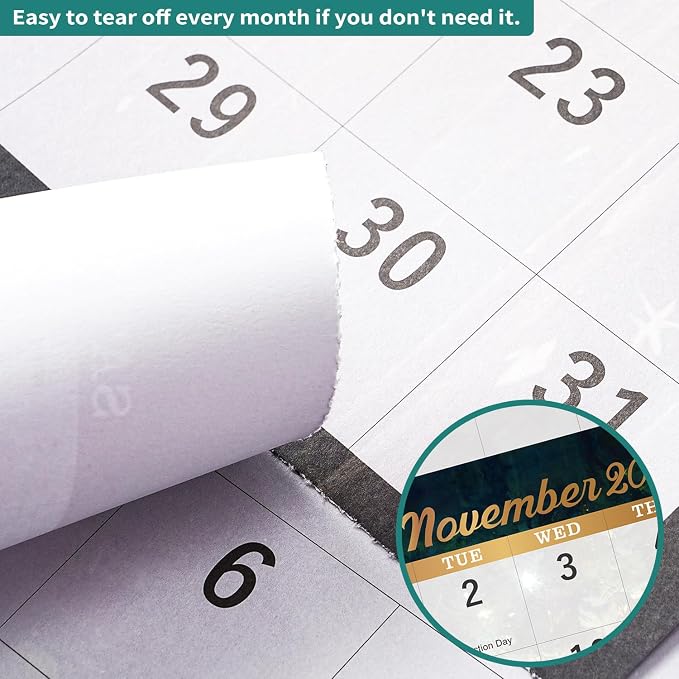 2027 Calendar - 3 Month Calendar 2027 Vertical Display (Folded in a Month) | Jan.2027 - Dec.2027, 11" x 26", 2027 Wall Calendar Large, 3 Month Wall Calendar 2027 Lay- Flat with To-do & Notes - Green