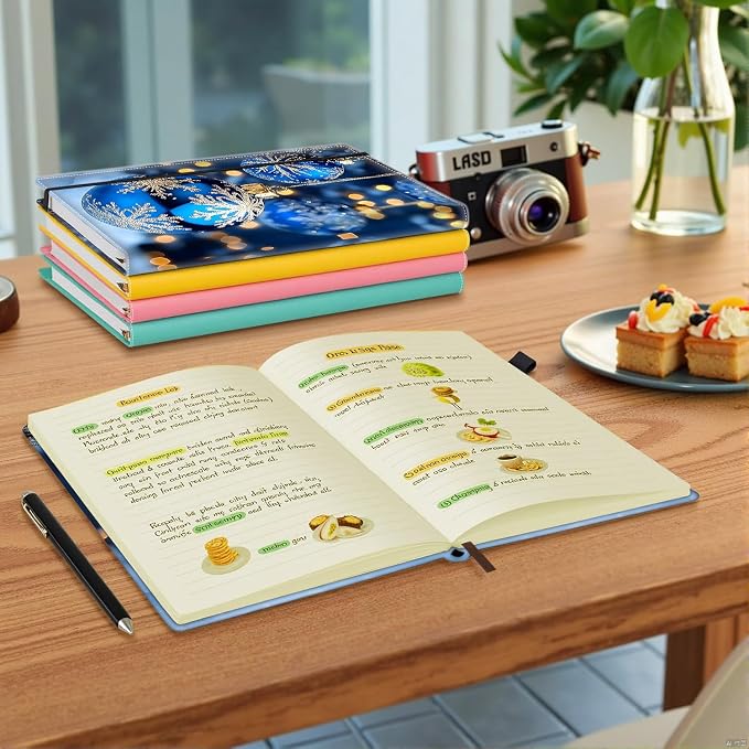 Hardcover Executive Notebooks, A5 PU Leather Lined Journal Notebook, 200 Pages Thick Paper Subject Notebooks for School,Work,Home Writing Business Notebook, Diary Book ，Snow Globe