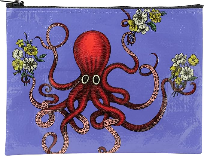 Blue Q Zipper Pouch, Made from 95% Recycled Material, 7.25" h x 9.5" w, Colorful Chunky Zipper