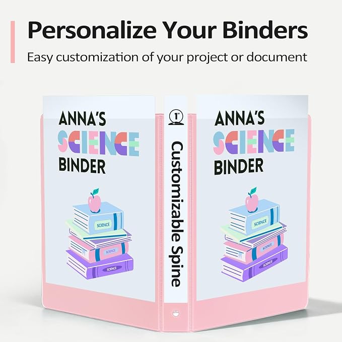 BinderX Extra Durable 3 Ring Binder, Round Ring 2 Inch Binders, Fits 450 Sheets of 8.5x11 Paper, Customizable View Cover with Inside Pockets, Cute 2" Binder, School Supplies for Girls, Green