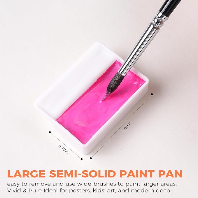 Fuumuui 24-Color Opaque Semi-Solid Watercolor Set – High-Saturation Bright Colors Art Supplies with Strong Coverage and Rich Pigments for Artists Beginner Painters Amateur Hobbyists Painting