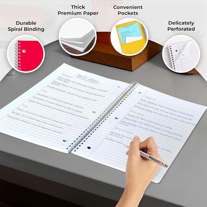 Rosmonde 2000 Packs (Pallet) 5 Subject Notebooks, College Ruled, Spiral Notebook Bulk, 150 Sheets (300 pages), 8 x 10-1/2", Pallet of Notebooks, Bulk Spiral Notebooks for School, 4-7 Days Transit
