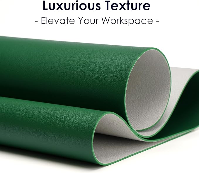 Leather Desk Pad Protector, Waterproof Mouse Pad, PU Desk Mat, Office Desk Cover, Desk Writing Mat for Office/Home/Work/Cubicle (Dark Green) 31.5x15.7 in