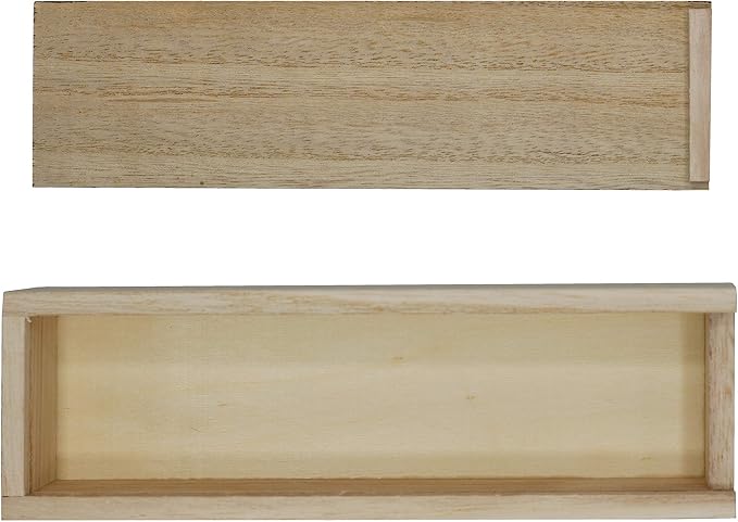 Creative Hobbies® Unfinished Wooden Pencil, Pen, Stash, Trinket Storage Box with Slide Top