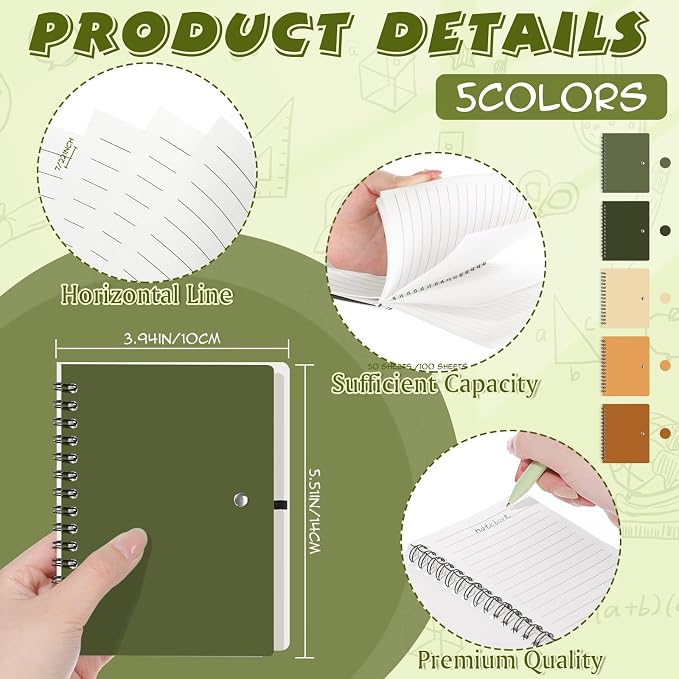 Resurhang 15 Sets Small Notebook Journal with Pen Bulk 4.5 * 5.5 Inch Pocket Size Spiral Lined Notepad for Women Men 100 Pages Notebook Employee Appreciation Gift for Work Study (Boho)