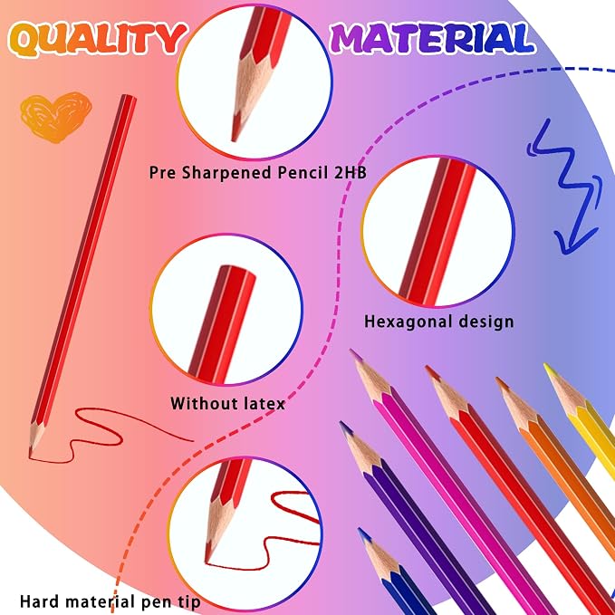 12 PCS Colored Pencils for Kids, Pre-sharpened Art Pencils Back to School Supplies Set, Drawing Sketching Pencils for Students, Teachers, Classroom