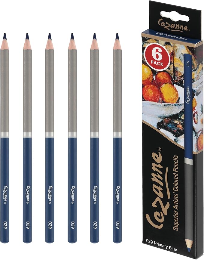 Cezanne Creative Mark Premium Colored Pencils Primary Blue 6 Pack - Highly-Pigmented Drawing Pencils - Coloring Pencils for Drawing, Blending, Coloring, and More