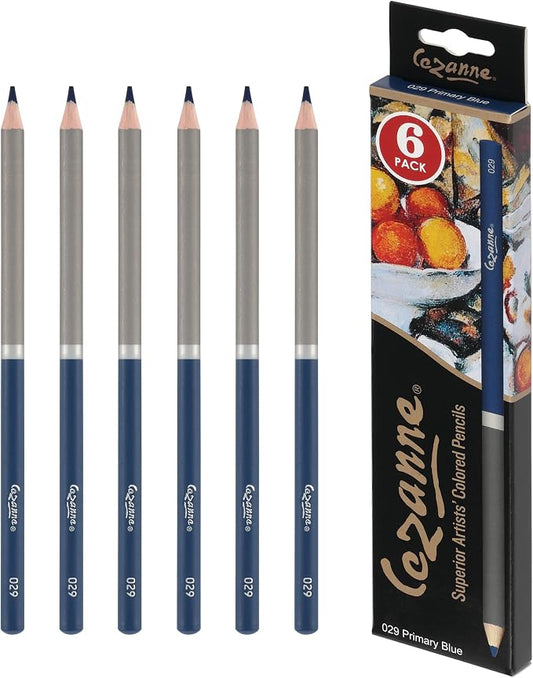 Cezanne Creative Mark Premium Colored Pencils, Primary Blue, 2 Packs (12 Count) Highly Pigmented Artist Set, Smooth Sketching Coloring Highlighting Blending, Soft 3.3Mm Wax-Based