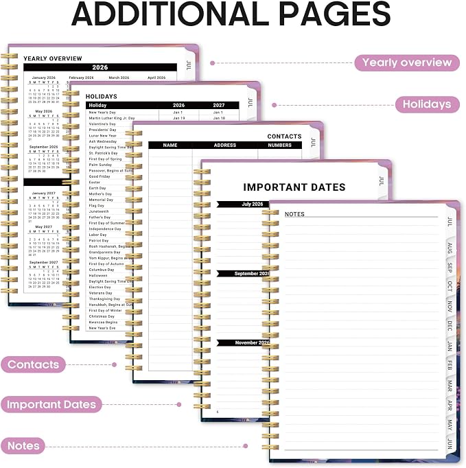 Planner 2026-2027, Academic Year Weekly and Monthly Calender Planner, from Jul 2026 - Jun 2027, Spiral Bound School Planning Book, Perfect for Teacher, Student, Women & Men, A4 (8.5" x 11"), Alpine Twilight