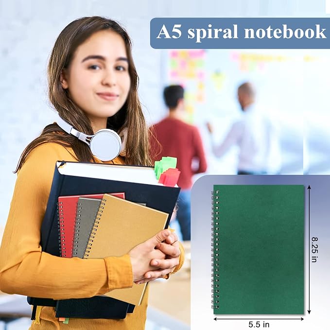 12Pack Small Spiral Notebook, 5.5 x 8.3” Notebook for Work 120Page Notepads | Multipack College Ruled Notebook Bulk Spiral Bound A5 Small Notebook Journal Lined for Office Note Taking Journaling Writing