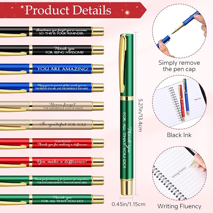 Chiisong 20 Sets Back to School Gifts Bulk Inspirational Spiral Notebook and Pen with Sticky Note Thank You Affirmation Gift for Teacher Nurse Coworker Employee Staff (Multicolor)