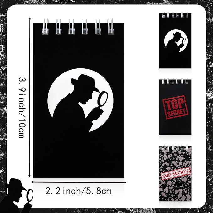 Hooqict 24 Pack Top Secret Mini Notebooks for Detective Party Favors Small Pocket Notebook Spiral Notepads for Mystery Decorations Goodie Bag Stuffers Pinata Fillers