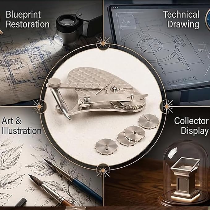 Mechanical Gear Train Ruling Pen, Vintage Precision Dotting Pen Set, The Blueprint Drafting Tool, Professional Technical Dotting PenKit for Drawing, Gift for Architects Designers (#A)