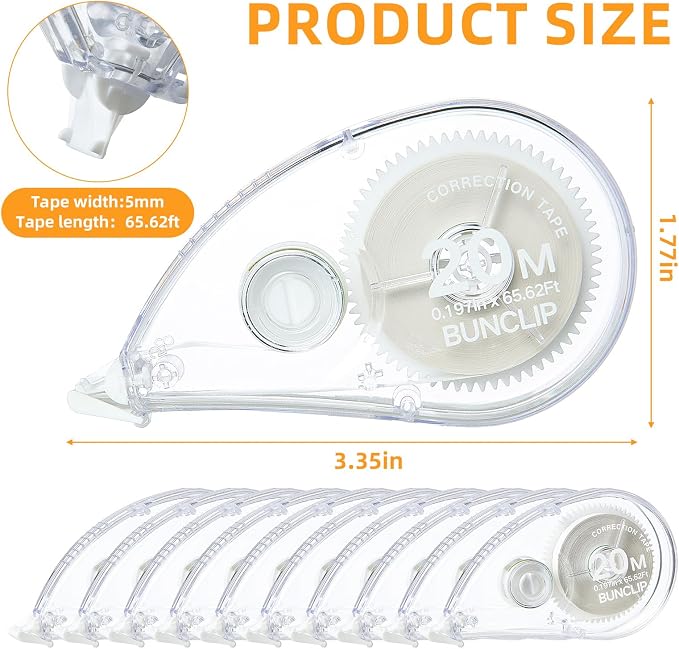 White Correction Tape, 10 Pack 65.62ft Strong Covering Instant Fixc | 0.197 inch wide, smooth writing & copy-proof no marks. Bulk value pack, ideal for school, office and daily paperwork use.