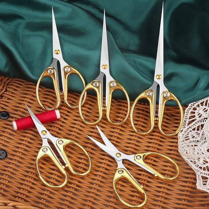 5" All Stainless Steel Office Scissors,Ultra Sharp Blade Shears,Sturdy Sharp Scissor for Office Home School Sewing Fabric Craft Paper All Purpose Scissors Gold