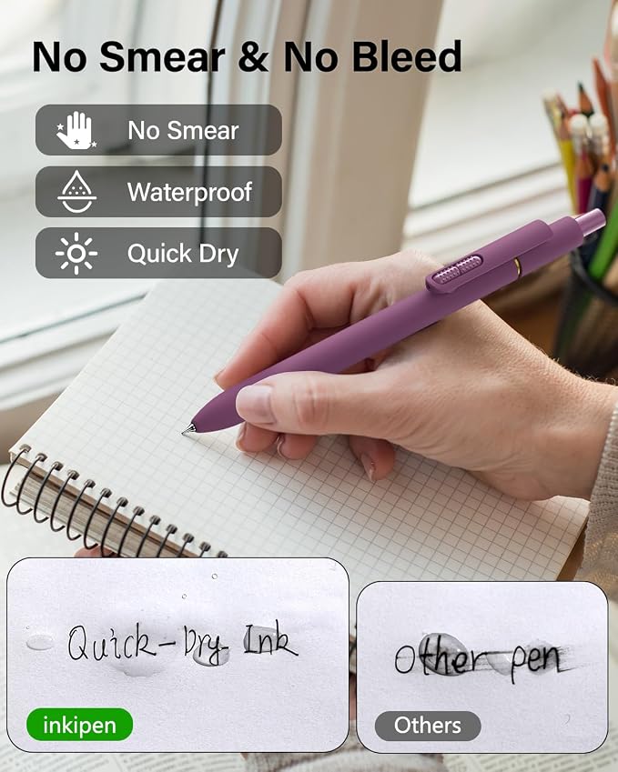 inkipen- 16 Pack Pens, Gel pens Black Ink, Fine Point(0.5mm),Quick-Drying Smooth Writing,School and Office Supplies （vintage color）