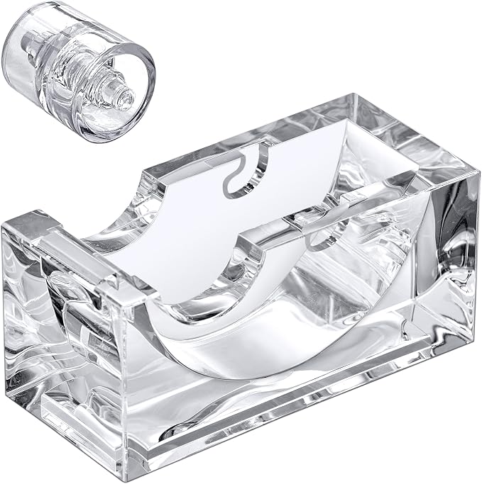 Amazing Abby - Tanya - Acrylic Tape Dispenser (1-Pack), Plastic Label Roll Holder, Clear Sticker Organizer, Perfect Office Desktop Storage Solution for Tapes, Labels, Stickers, and More