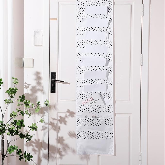 MotiMind Boho Styles 10 Pockets Wall Hanging File Folders File Storage Pocket Chart for Classroom Hanging Wall Organizer with 2 over The Door Hangers, 58" x 14" for School Classroom Office Home