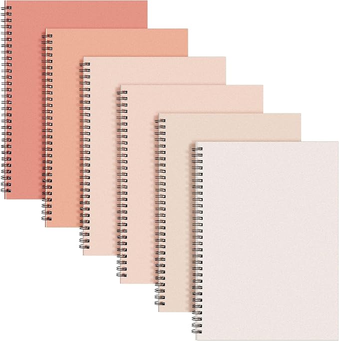 Fuutreo 6 Pack Spiral Notebook 10.5x7.45 Notebook,Orange Series,Light