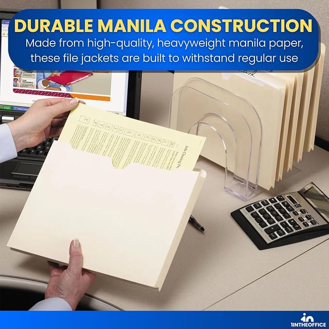 1InTheOffice Manila Expanding File Folders Jacket, 2", Letter, 50 Pack (2 Inch)