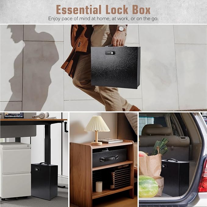 Fireproof Safe Lock Box Metal, Fire Proof Safe for Home Documents, Portable Security Box with Dual Combination and Key Lock for Personal Items,Passport, Money, X Large 13.2" x 11" x 4.13"