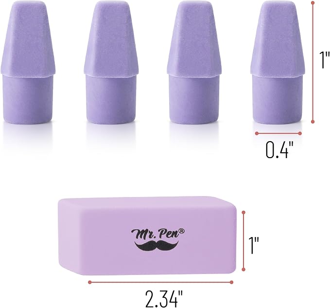 Mr. Pen- School Eraser Combination Set, 66 Pack, Purple | Latex Free Erasers for School, Office, Art Sketching, Homework, Exams, Clean Smudge-Free Correction
