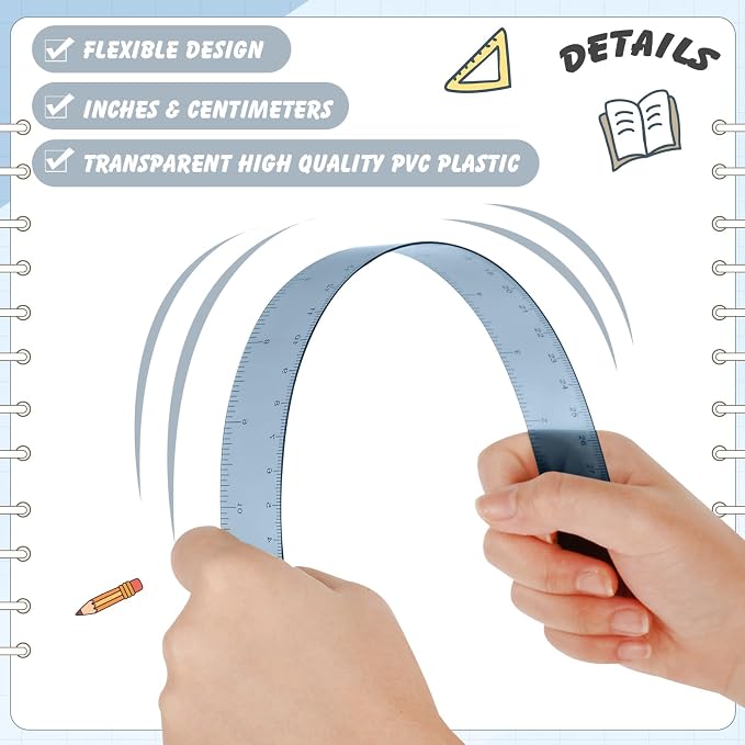120 Pcs Clear Plastic Ruler Bulk 12'' Colorful Ruler for Classroom with Inch Centimeter for Teacher Student Back School Office Supplies Tool Operation Measuring Drawing(Bohemian Colors)