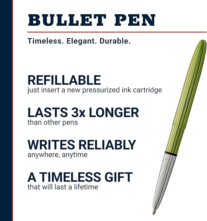 Fisher Space Pen Aurora Borealis Lime Green Bullet Pen, Pressurized Ballpoint Pen, Compact Size, Writes Upside Down, Extreme Temperatures, Black Ink, Medium Point, Gift Box, Made in the USA