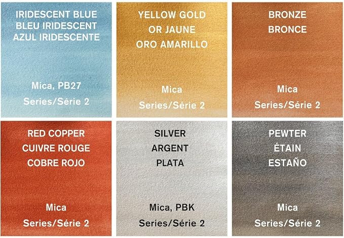 Winsor & Newton Cotman Watercolor Paint Set, 6 Metallic Colors, 8ml (0.27-oz) Tubes