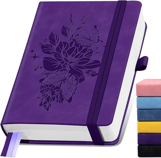 Lined Journal Notebook 365 Pages, A5 Leather Journals for Writing Women & Men, Hardcover Notebook with 100GSM Thick Paper, Daily Journal Notebook for Travel, Work, School, Note Taking, College Ruled