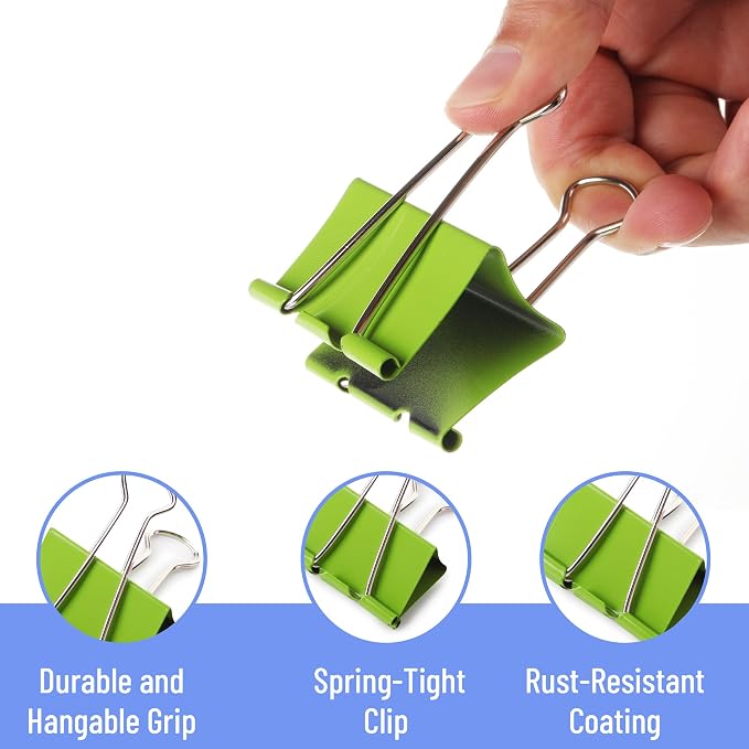 Mr. Pen- Metal Binder Clips, 12 pcs, 2 Inches, Extra Large Size | Colored Binder Paper Clips, Paper Clamps for Office Supplies, Home, School, Business, Document Organizing