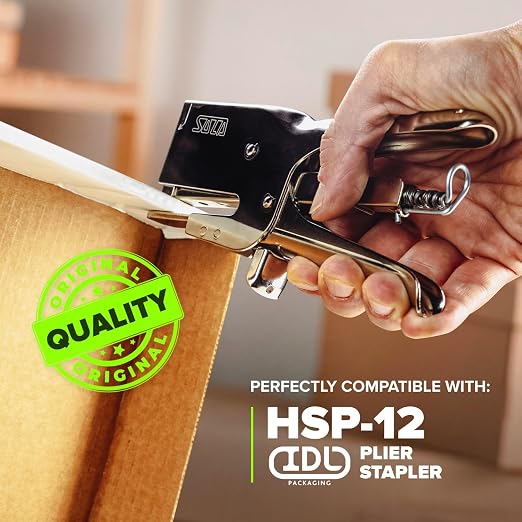 IDL Packaging Heavy Duty Staples for Plier HSP-12 - 7/16" x 1/4" x 0.04" (10 Boxes, 50000 Pcs) - Non-Rusting Stainless Steel & Zinc-Plated Steel Industrial Staples