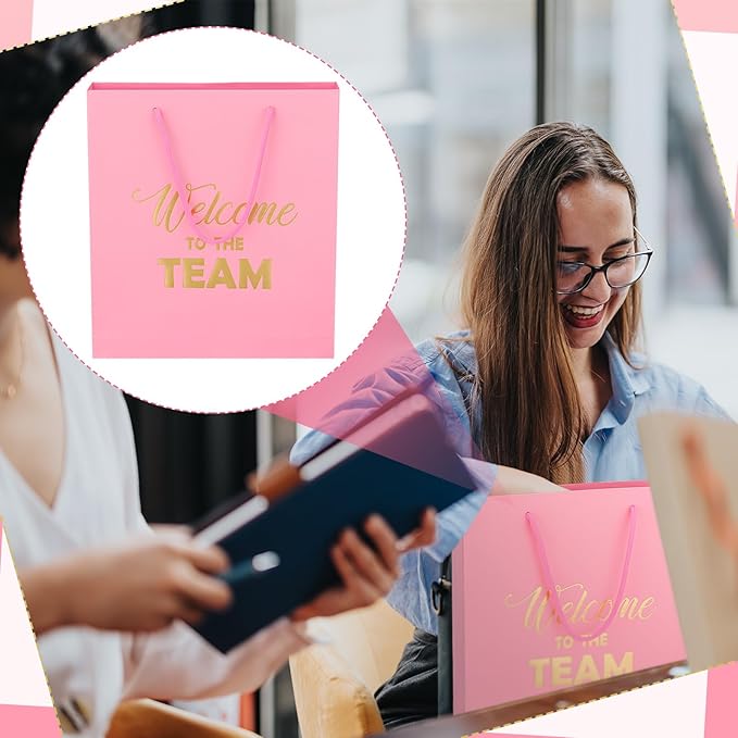 Sayglossy New Employee Welcome to The Team Gift Sets Notebook and Pen Welcome to The Team Box Employee Appreciation Gift Sets for New Office Worker(Pink)