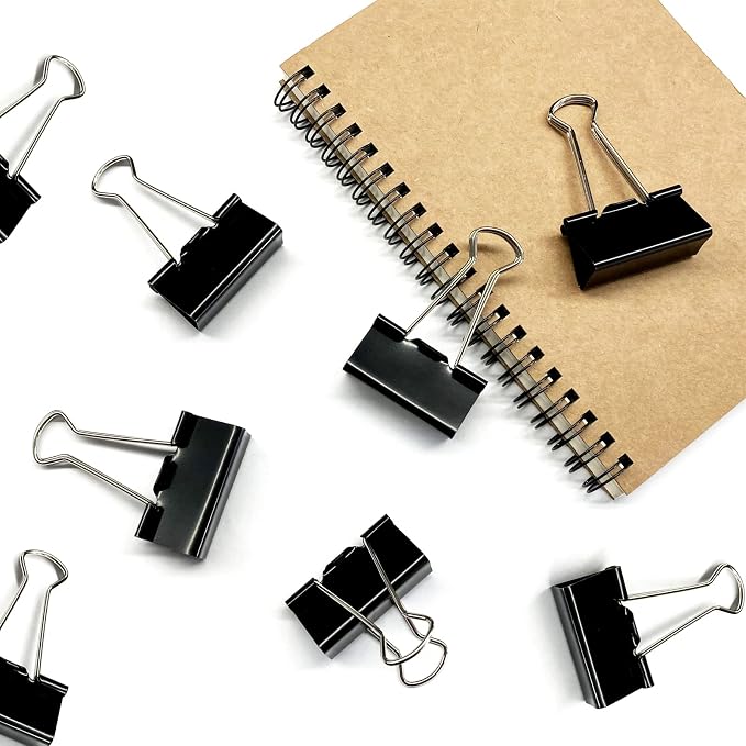 DSTELIN Large Binder Clips 1.6-Inch Width (80 Pack), Big Paper Clamps Clips for Office Supplies, 0.66Inch Capacity, Black