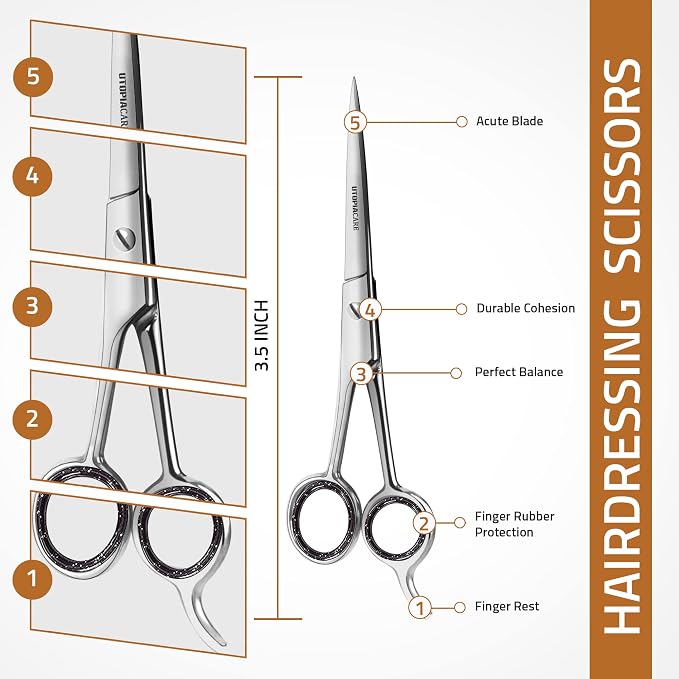 Utopia Care Hair Cutting and Hairdressing Scissors 3.5 Inch, Premium Stainless Steel shears with smooth Razor & Sharp Edge Blades, for Salons, Professional Barbers, Silver