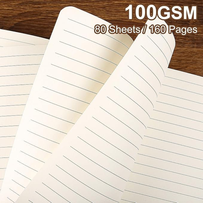 Lined Journal Notebook for Work College Ruled Note Book 7.2"x9.6" B5 PU Leather Daily Journaling 160 Pages for Women Men Writing Home School Supplies Business (Coffee)