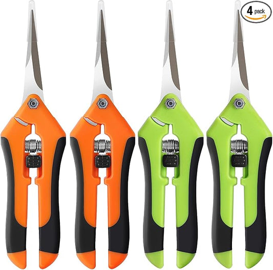 4 Pack Pruning Shears, 6.5 Inch Garden Scissors Gardening Hand Pruning Snips with Straight Stainless Steel Precision Blades for Gardening Flower Plant Precise Trimming and Pruning Maintenance