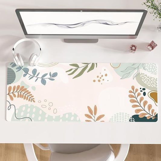 Colorful Star Minimalist Large Mouse Pad, Abstract Botanical Waterproof Desk Mat, Boho Computer Gaming Mouse Pad, XL Full Desk Mousepad Non Slip Writing Pad for School Office Home 31.5" x 11.8"