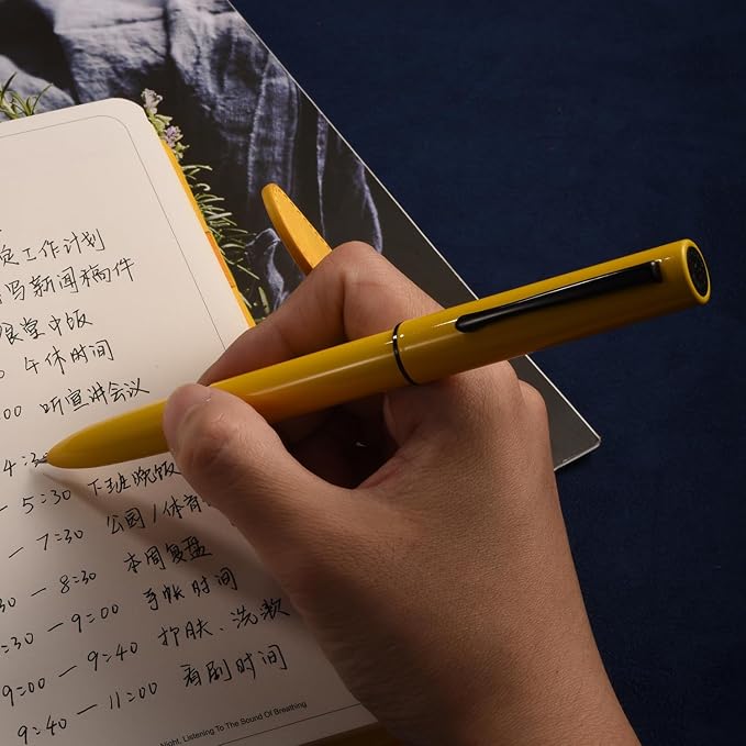 HONG DIAN C1 Fountain Pen Fine Nib, Glossy Black & Classic Retro Design Metal Pen with Ink Converter