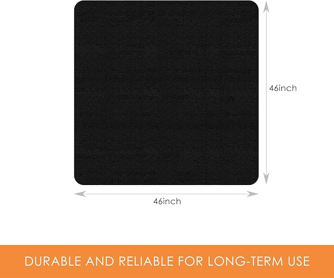 Kuyal Chair mat for Hardwood Floor 46 x 46 inches Rectangle Floor Mats Wood/Tile Protection Mat for Office & Home, Black