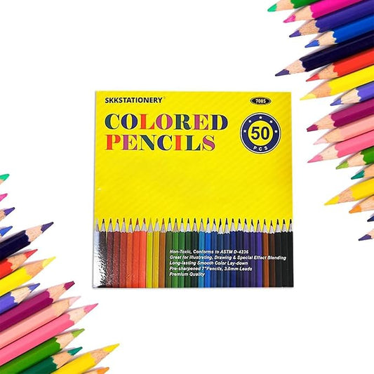 SKKSTATIONERY 50Pcs Colored Pencils,50 Vibrant Colors, Drawing Pencils for Sketch, Arts, Coloring Books, Back to school