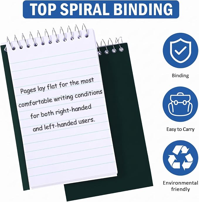 Teling 50 Pcs Pocket Notebooks Bulk Small Spiral Memo Pads 3x5'' Note Pads | Dark Color Mini Notepad, Back to School Supplies, Top Spiral Tiny Note Pad with Lined, Mini Journal for Office Work, 75 Sheet