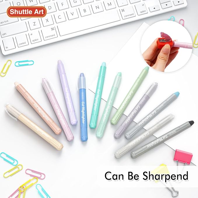 Shuttle Art Bible Highlighters and Pens No Bleed, 12 Dusty Colors Gel Highlighters No Bleed Through, Bible Journaling Supplies, Great for Journaling Highlighting and Studying