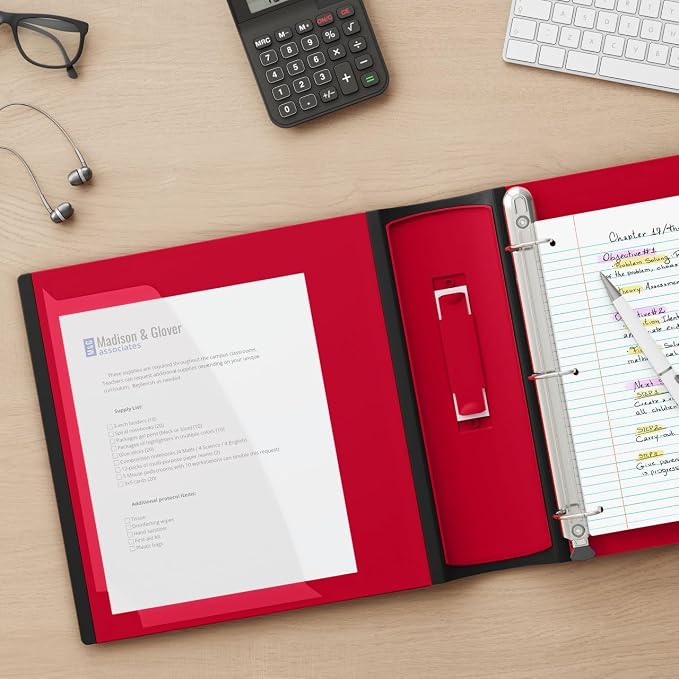 Staples Heavy-Duty 2-Inch D-Ring Binder, Red – 3-Ring Binder with Pockets, Holds Up to 540 Sheets for School & Office