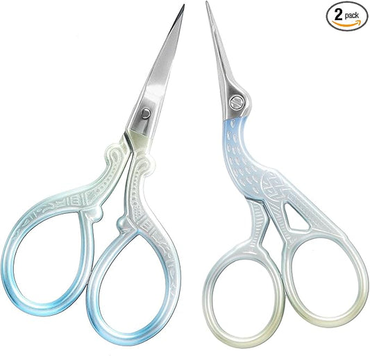 AQUEENLY Embroidery Scissors 2 Pcs Small Sewing Scissors Sharp Stainless Steel 3.6 Inches for Artwork, Threading, Needlework, Crochet