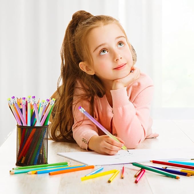 Ainiv Gradient Pencils #2 HB, 12-Piece Macaron Graphite Pencils with Eraser, Perfect for Kids, Adults, School, Office, Wedding Favors