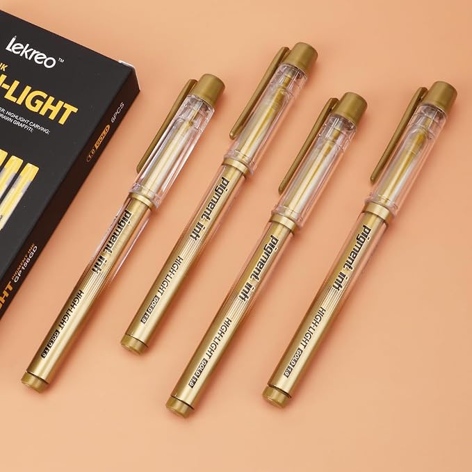 Gold Silver White Ink Gel Pens, 1mm Medium Fine Point, Opaque archival Ink Pen for Dark Paper Drawing,Sketching, Illustration, Card Making, Bullet Journaling (Gold Ink-3 Packs)